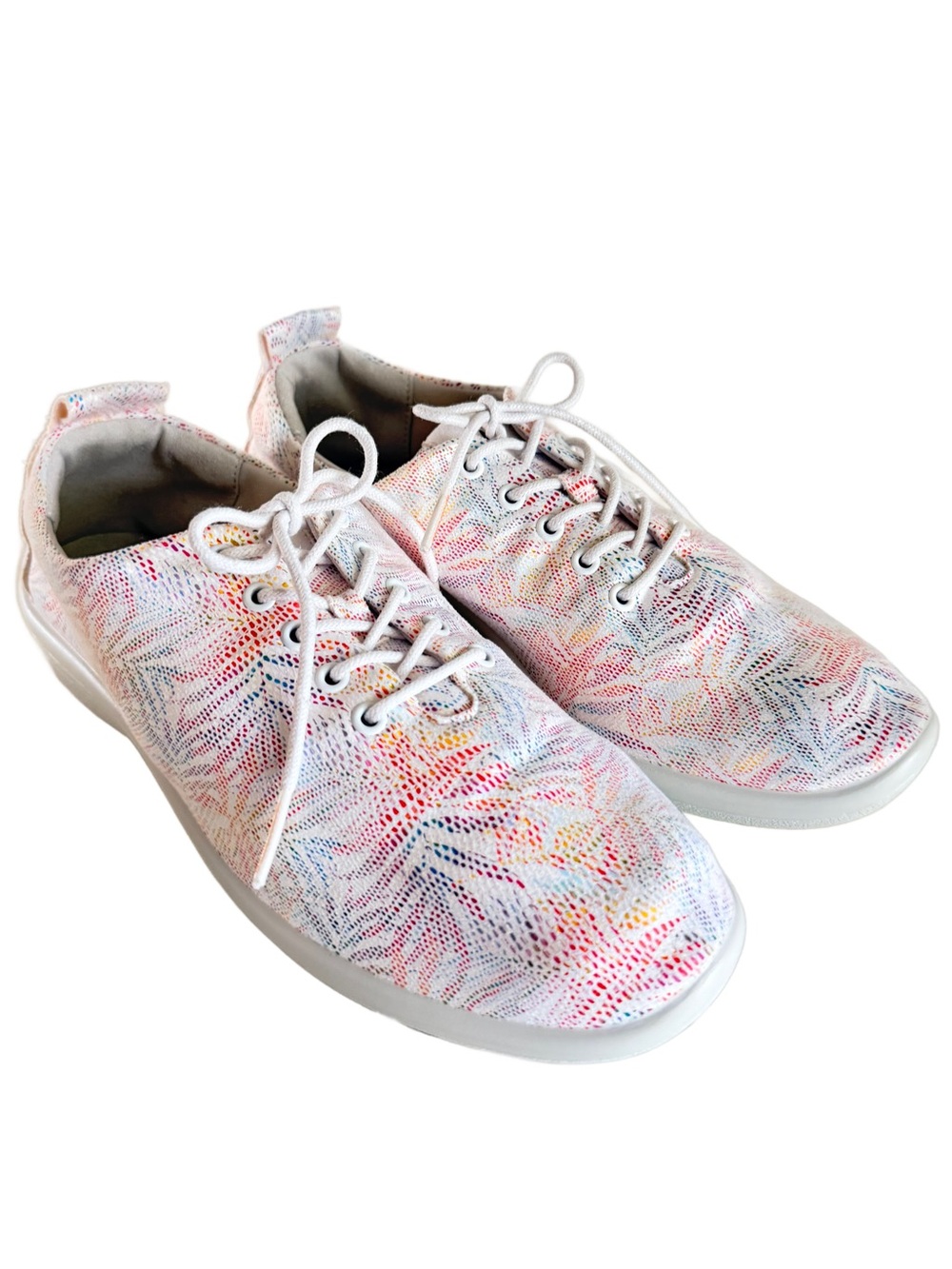 Arcopedico Lanin White Palm Multi Sneakers Comfort Walking Travel Shoes Sz 38
